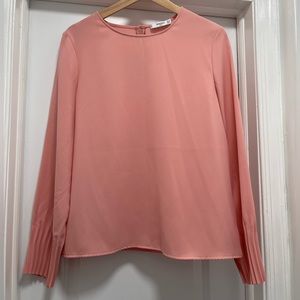 MANGO Coral Blouse With Keyhole Button Closure, US M